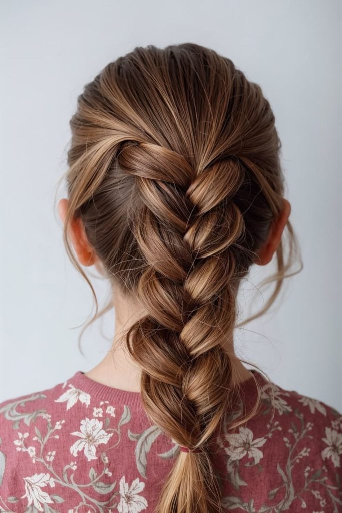 Fishtail braid wrapped around the back