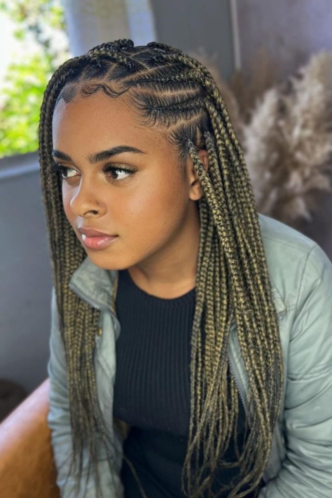 Olive and chestnut woodland braids