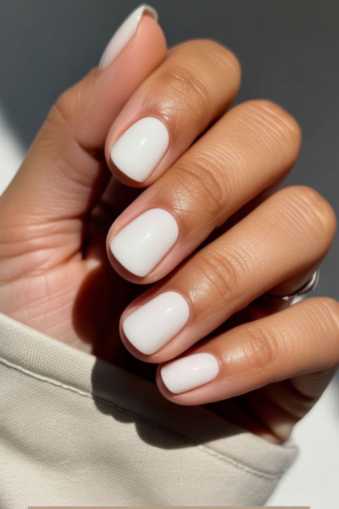Clean off white manicure.