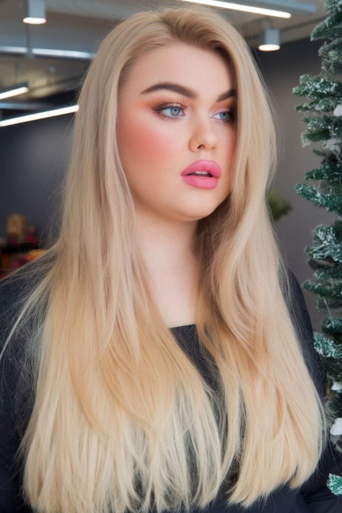 Cool toned long sleek layered hair