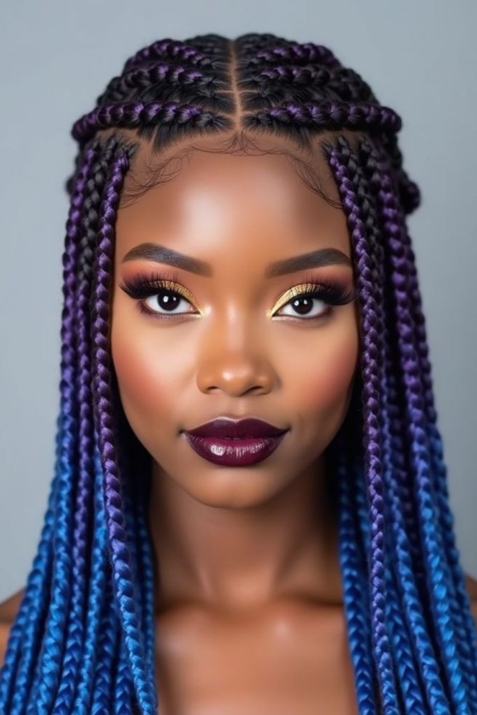 Cosmic navy purple braided style