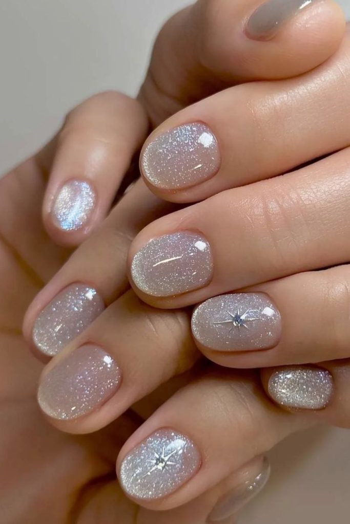 Glitter tips subtle micro nail sparkle