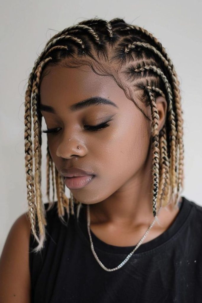 Ochre braided loops with metallic charms