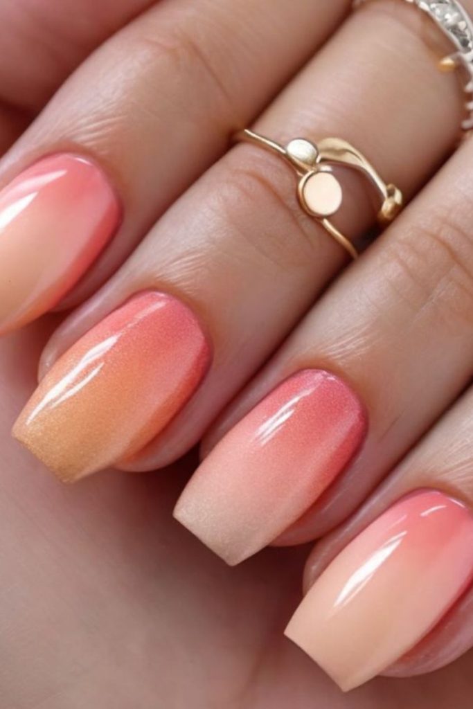 Peach gold sunset nails.