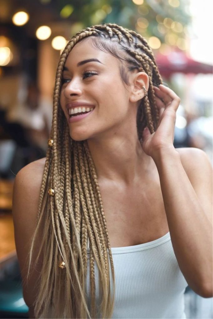 Metallic gold threaded thick braids