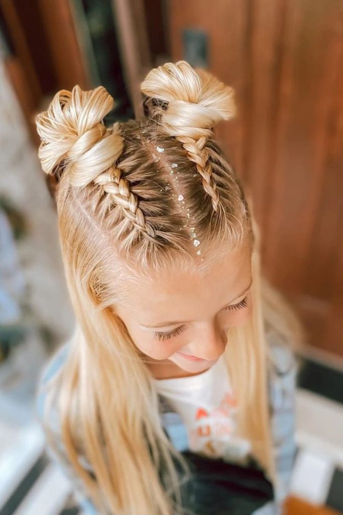 Half-up knots with playful loose strands