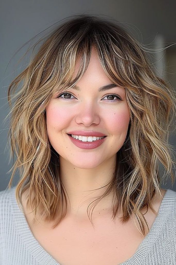 Soft shag cut with halo fullness.