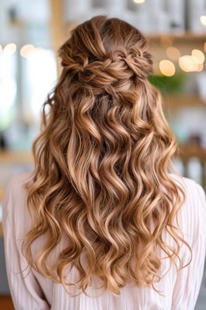 Halo braid with flowing curls
