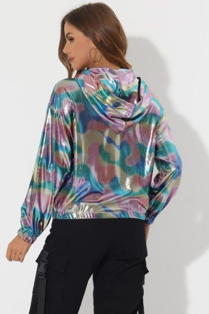 Holographic hoodie slim black pants