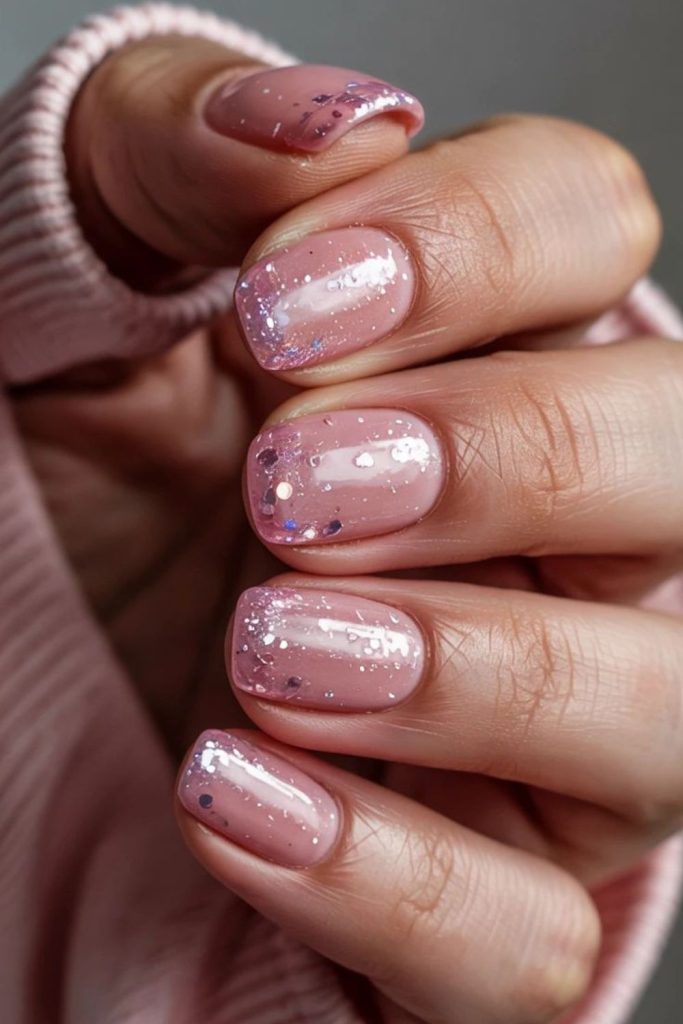 Mini holographic fragments sparkle subtly