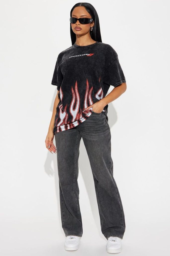 Lava flame tee black jeans