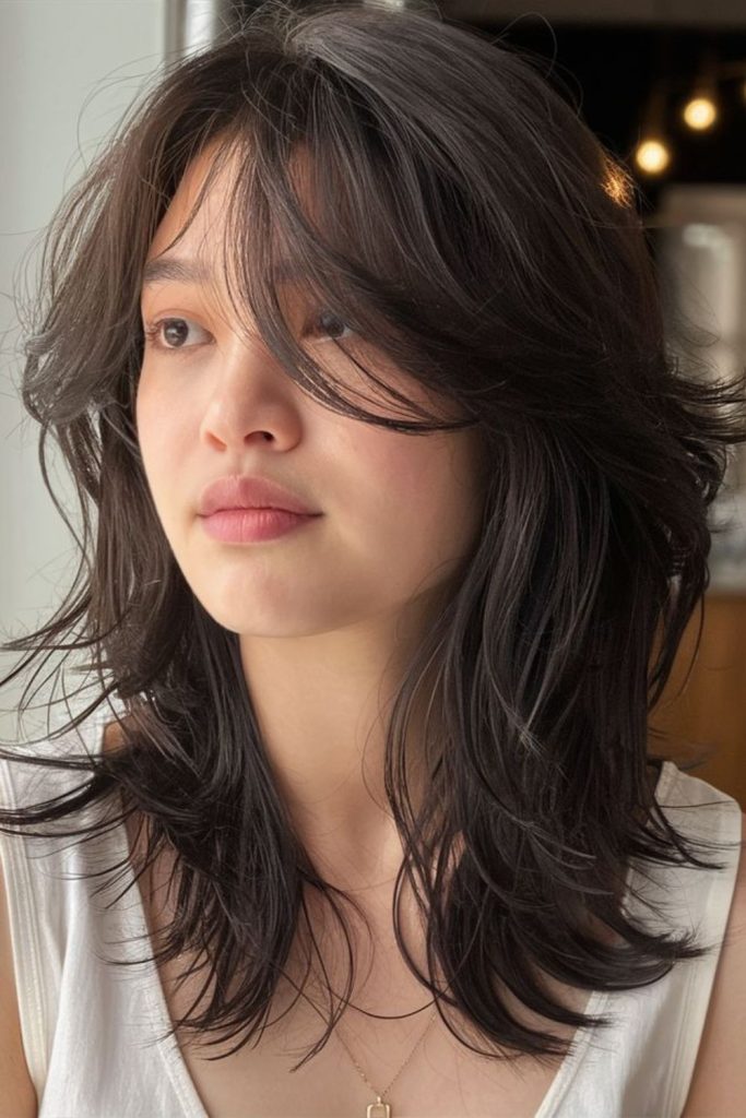 Textured shag layers boost thin hair