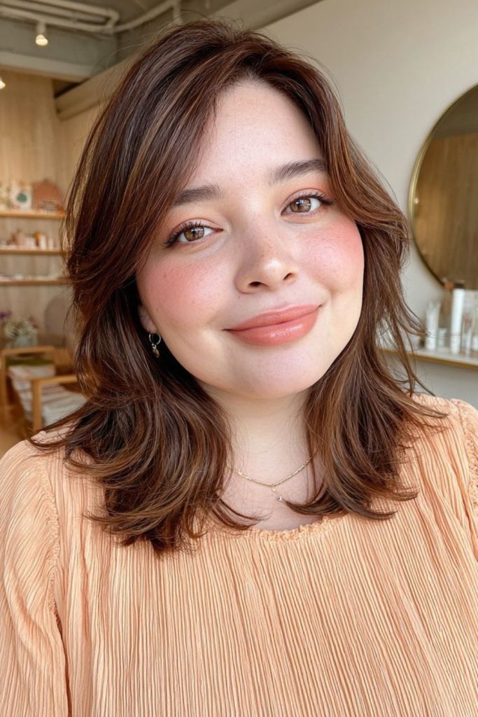 Shoulder-length layers add natural bounce