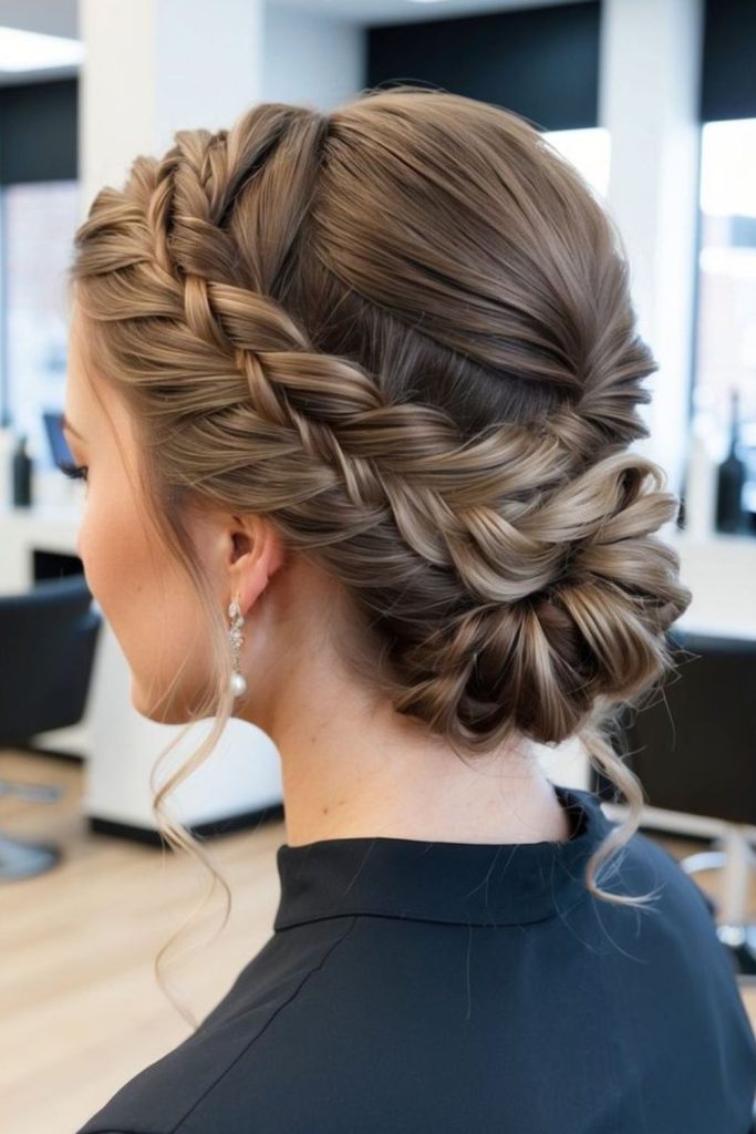 Low bun with braid detail