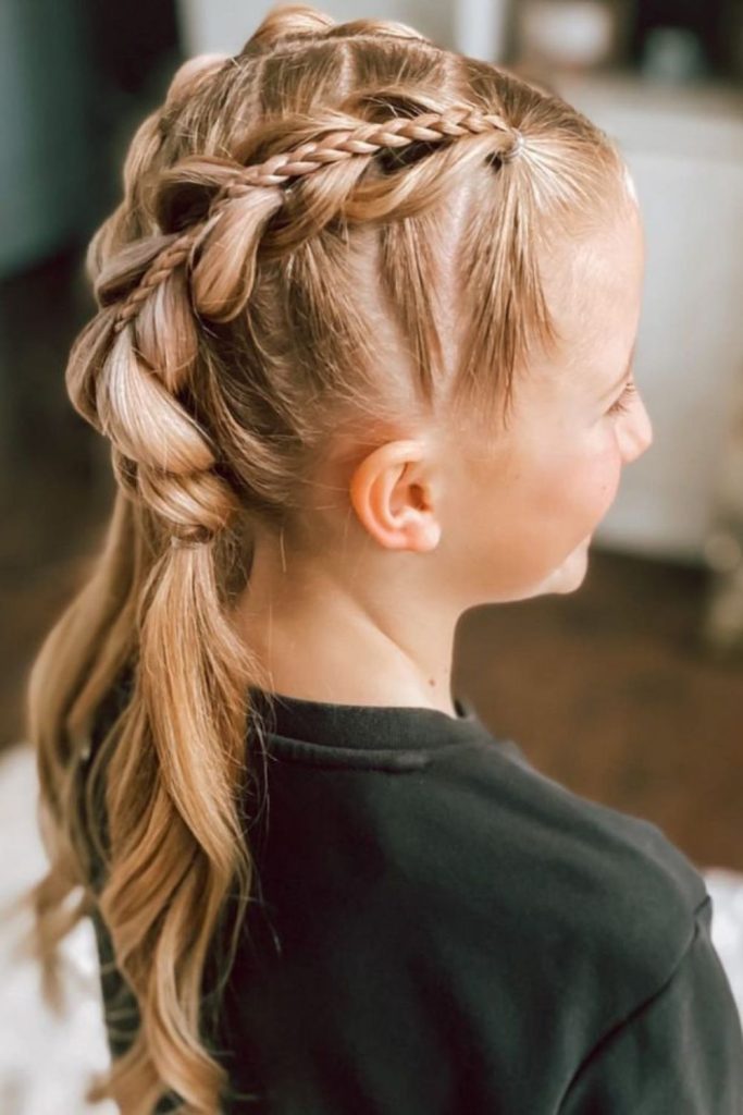 Low braids with airy playful arcs