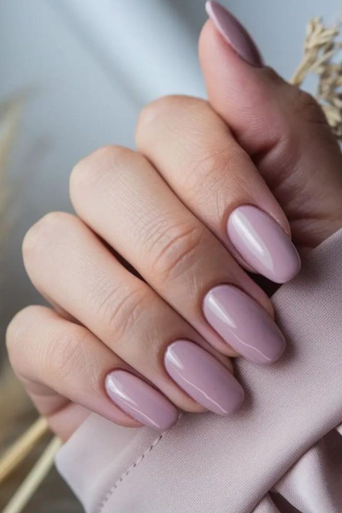 Smoky mauve muted elegant nails