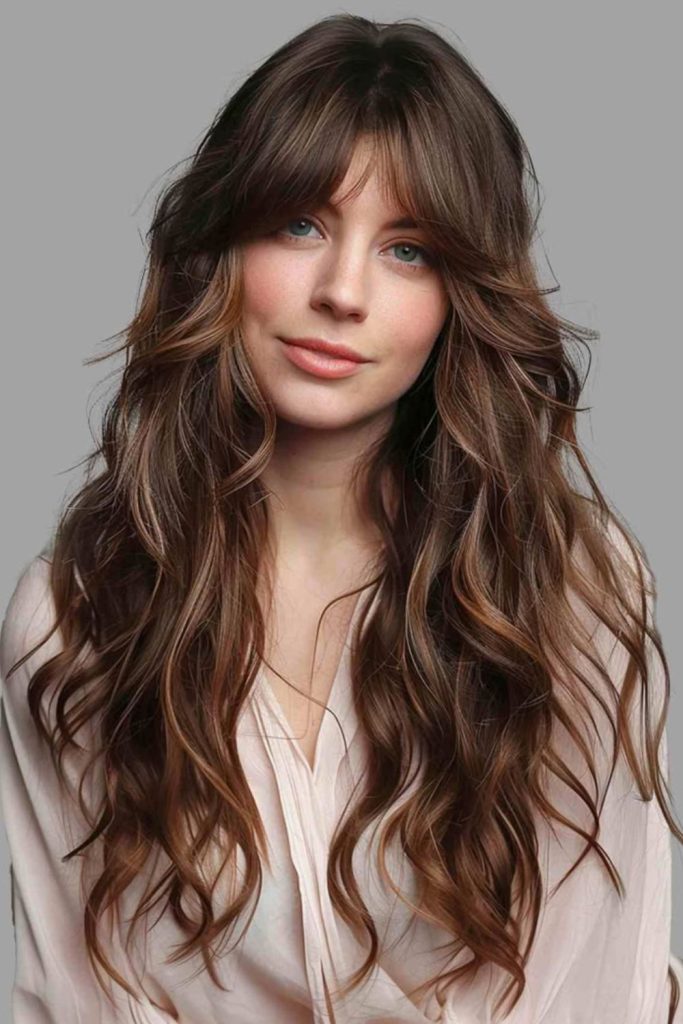 Messy long bangs with uneven ends