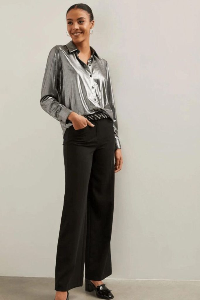 Silver oversized overshirt tapered trousers