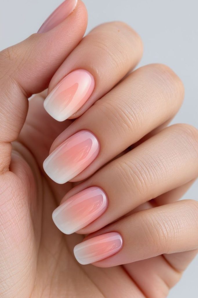 Nectarine glow gradient nails.