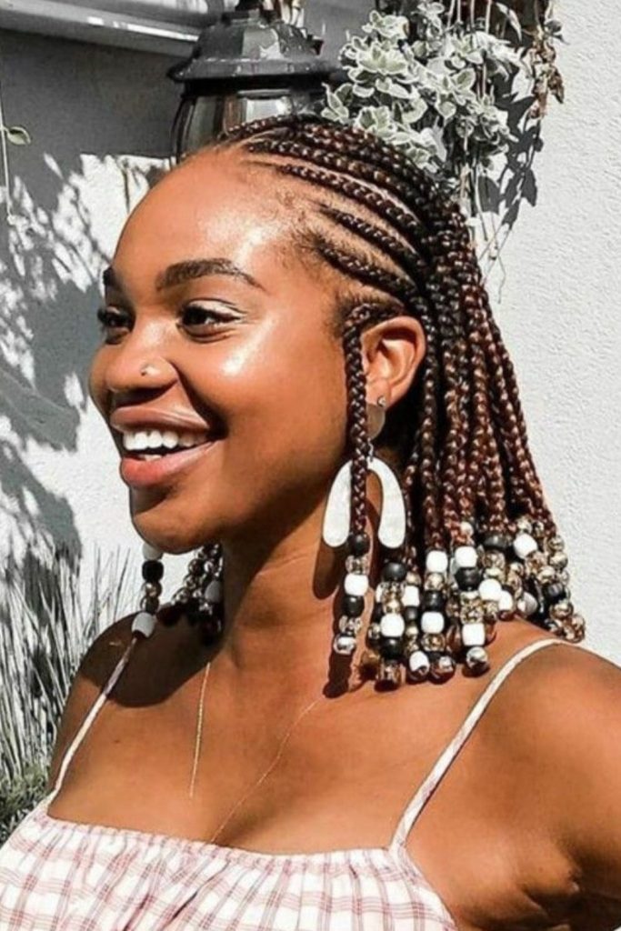 White and pearl accented braids