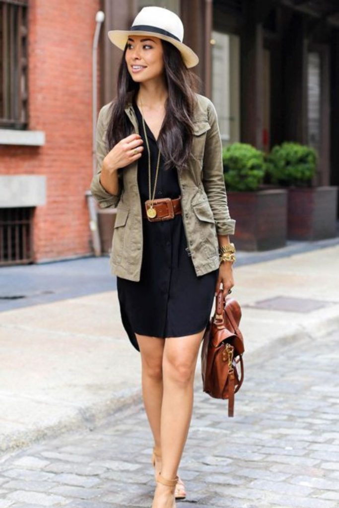 Olive jacket chambray dress casual