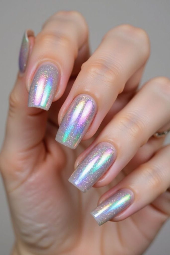 Iridescent opal effect manicure.