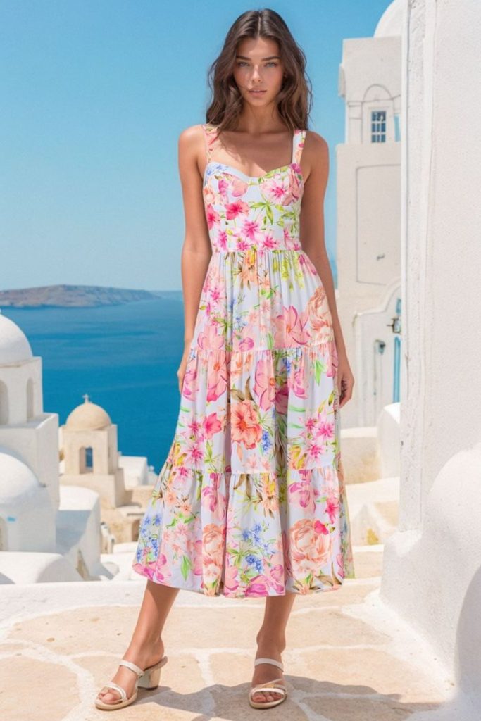 Pastel sundress floral woven sandals