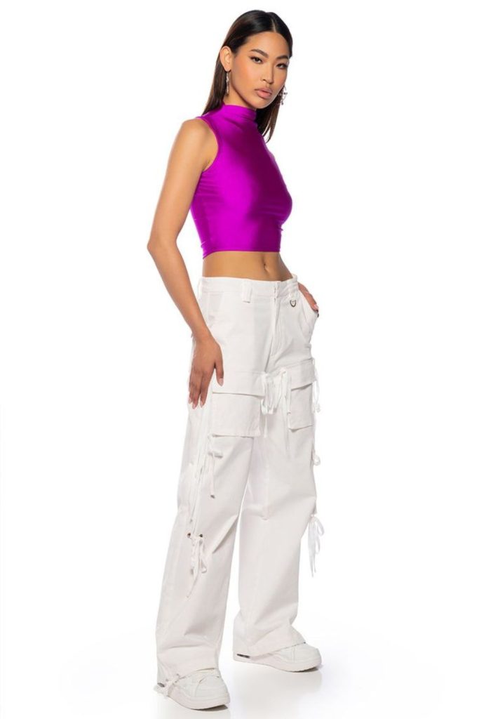 Glow-infused top loose cargo pants