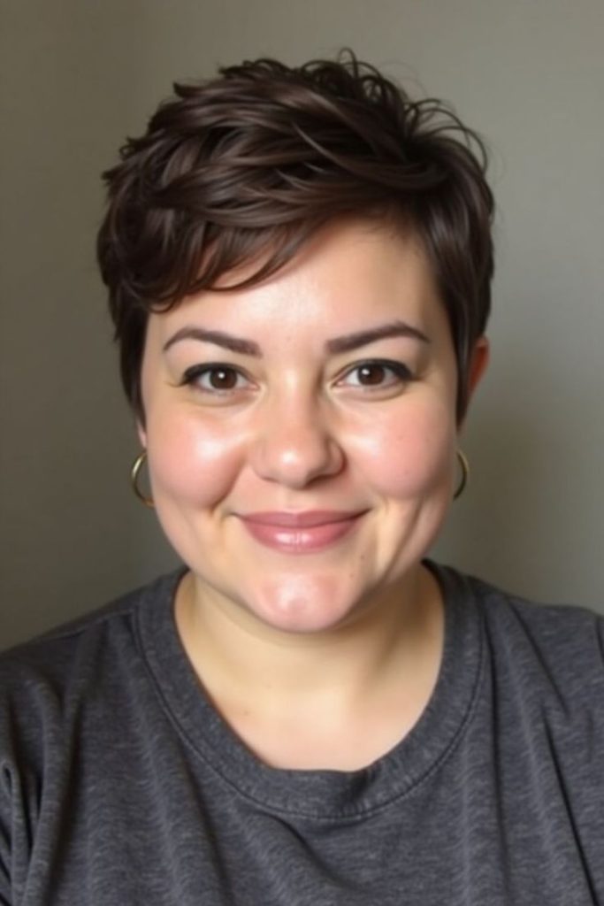 Spiky crown creates textured short pixie
