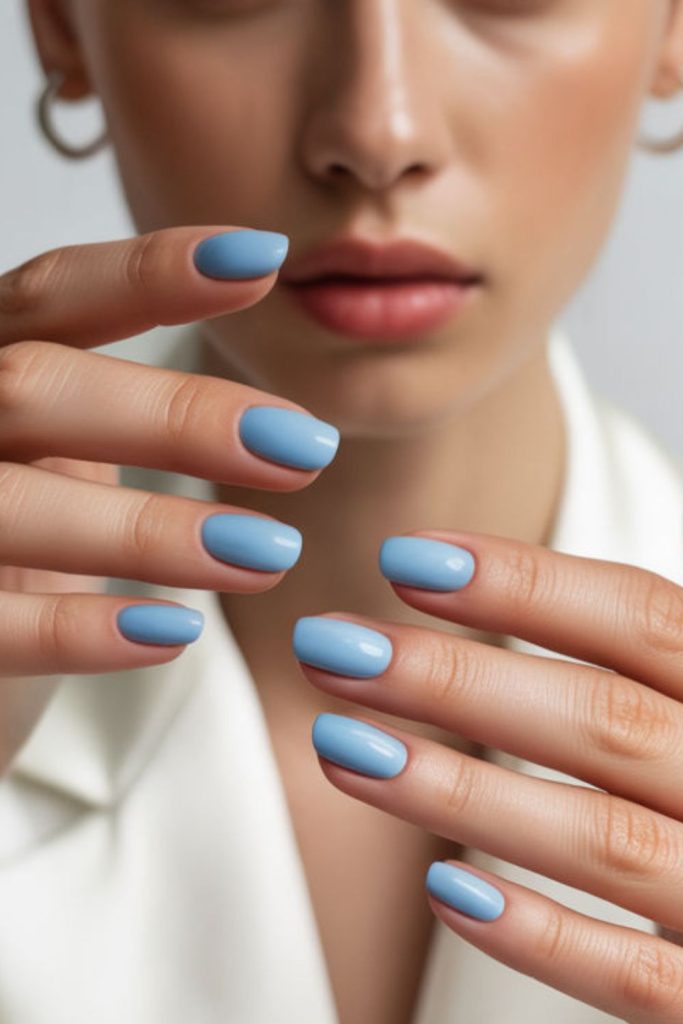Pastel baby blue simple nails