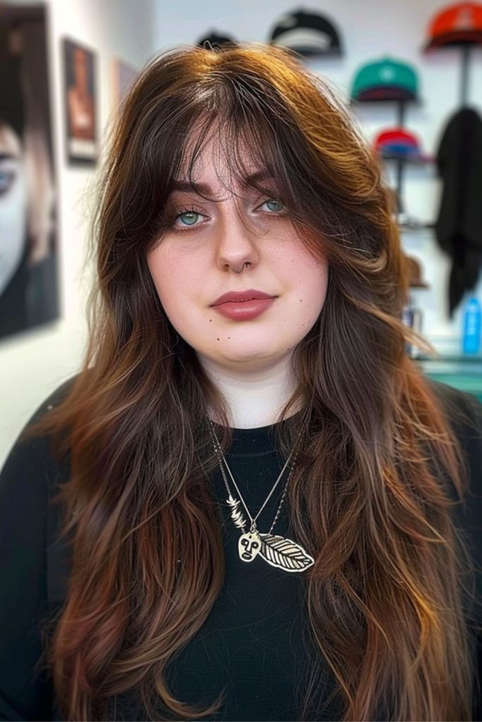 Long dark ribbon straight hairstyle