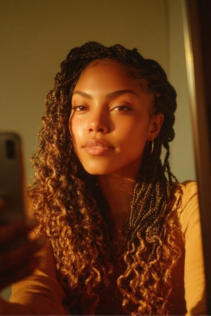 Soft rose gold braided hair