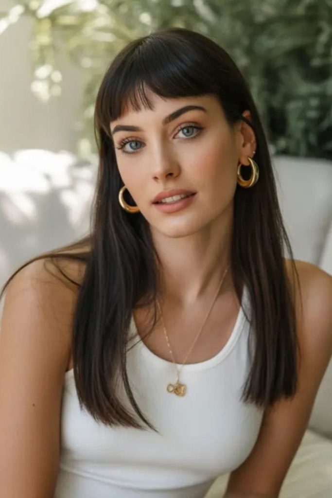 Tiny side micro bangs framing face