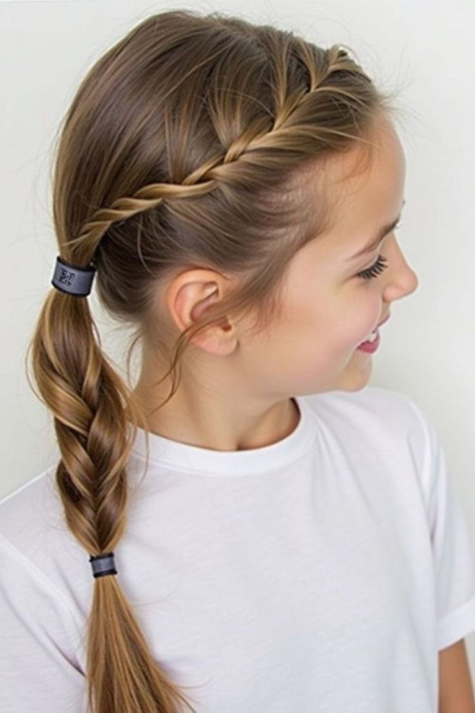 Spiraled side ponytail with airy texture