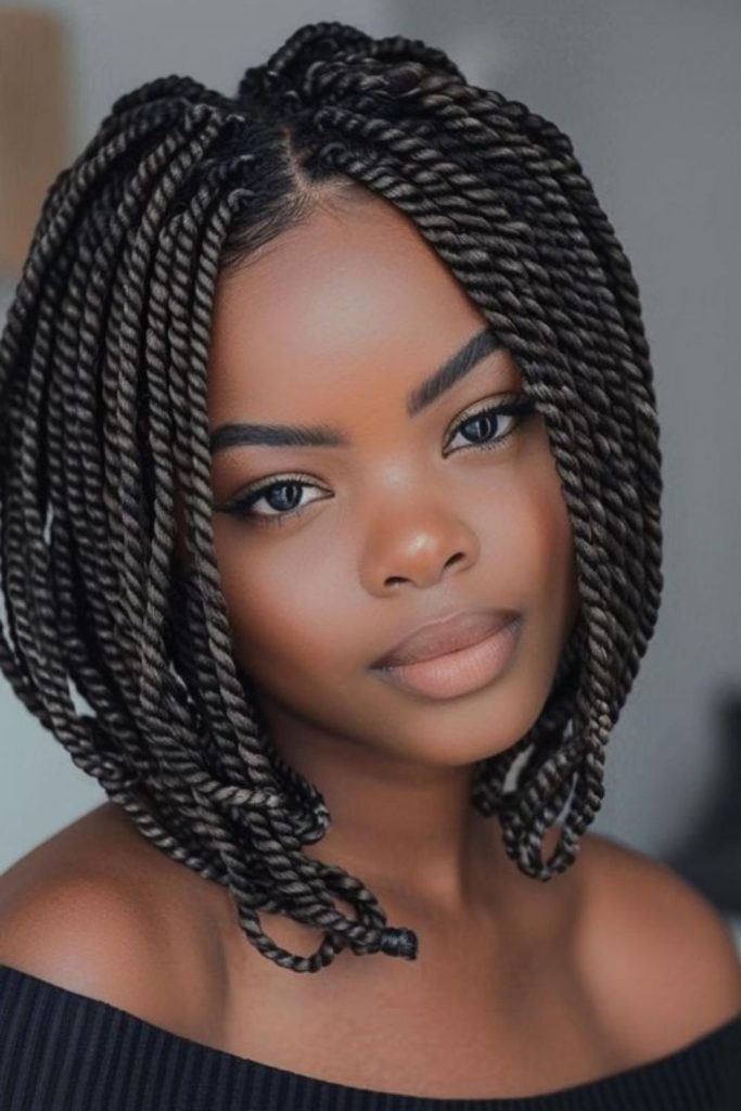 Black braids with silver accents