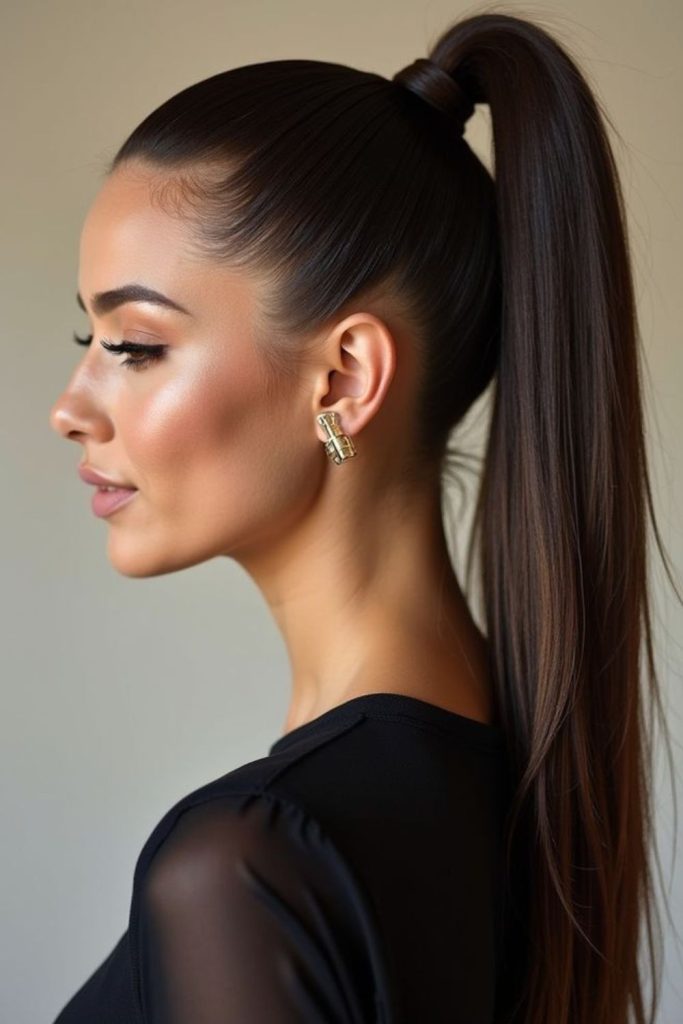 High glossy ponytail sophisticated