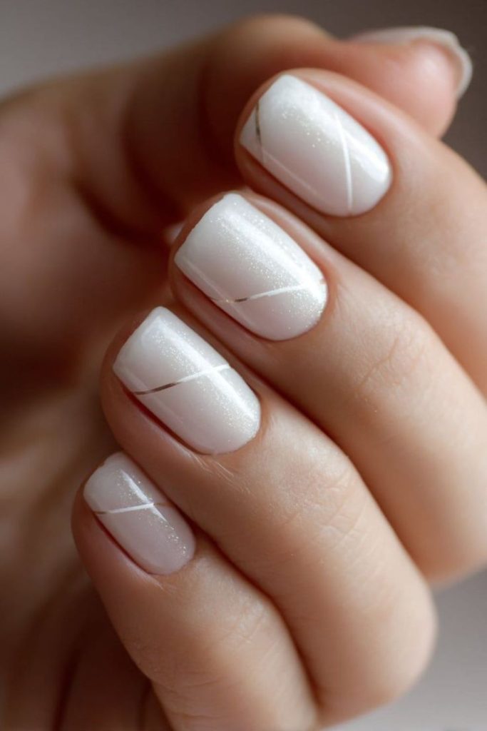 Soft creamy white clean nails