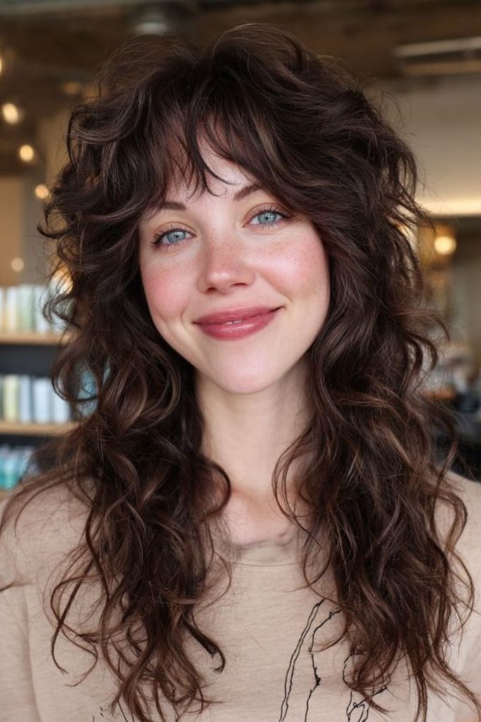 Spiral bangs with tousled hair