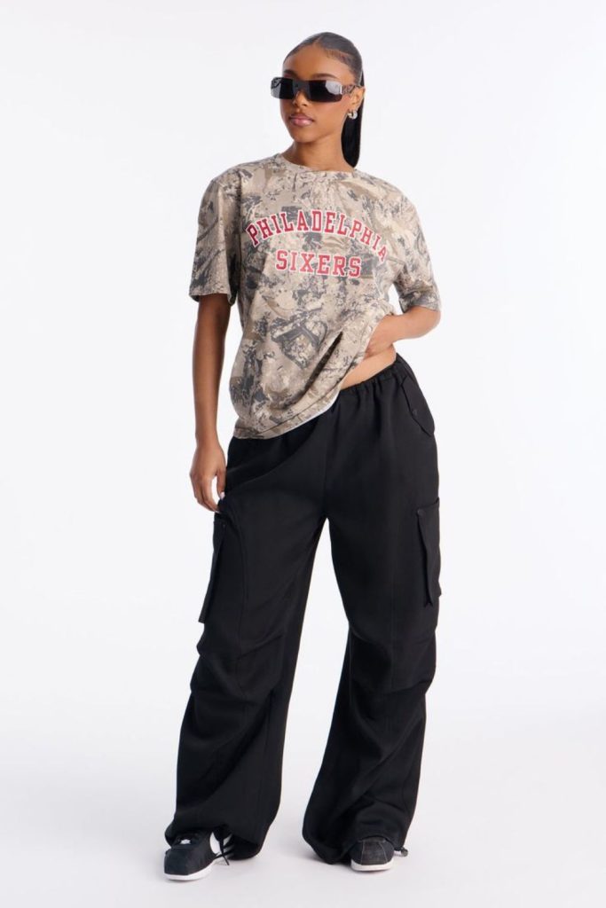Strobe pattern oversized shirt cargo