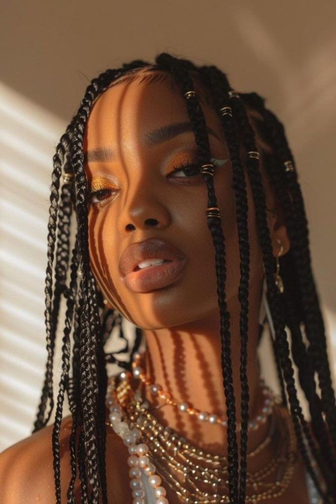 Honey-toned braided hairstyle with shine