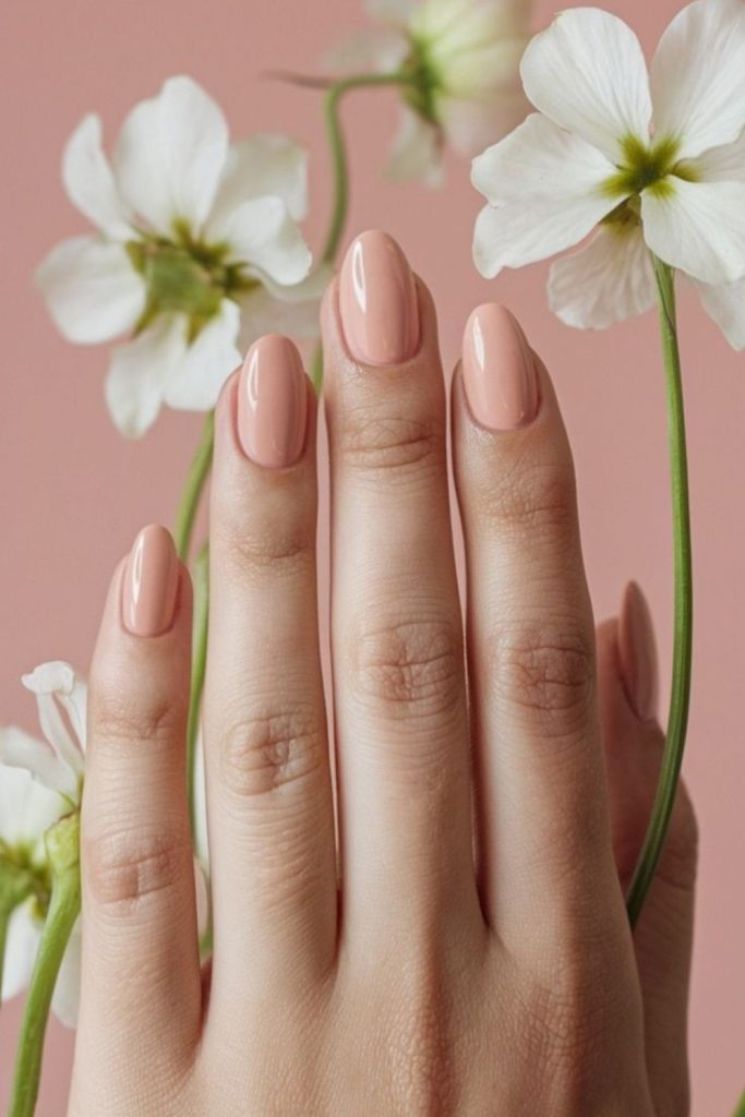 Peach beige warm sunset nails