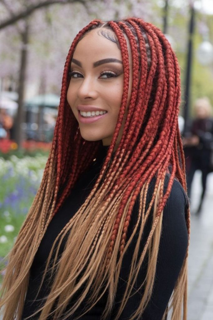 Fiery orange magenta braided hair