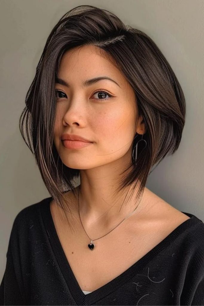Asymmetrical bob creates dynamic movement