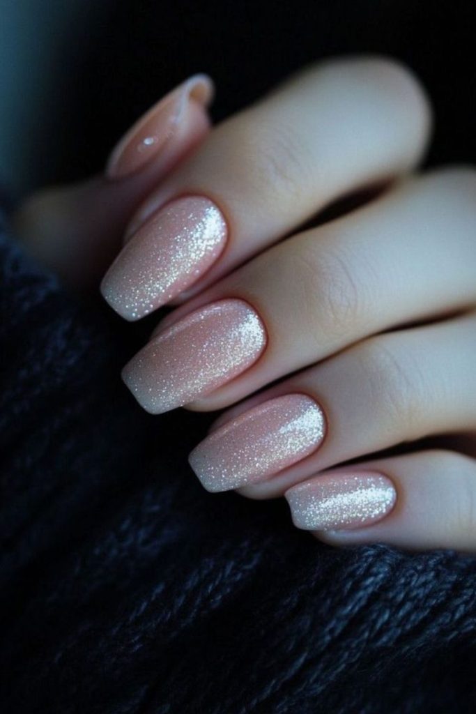 Taupe nails with pearl shimmer hints