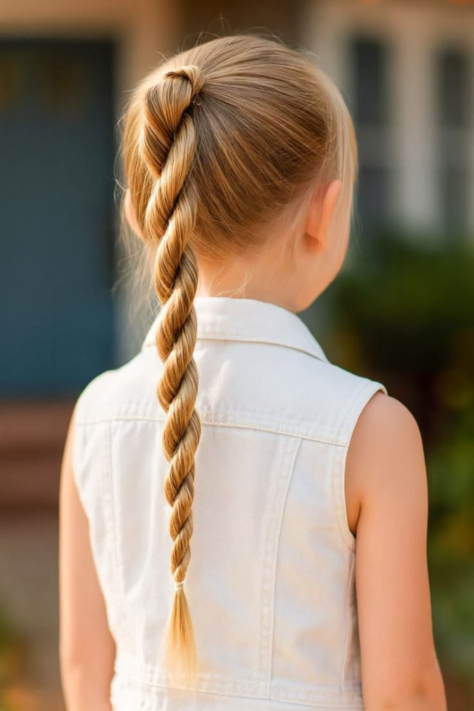 Twisted ponytail looping outward playfully