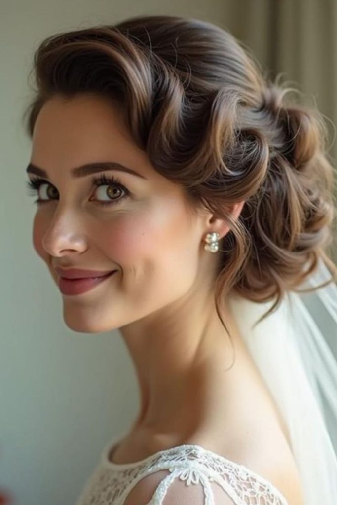 Retro rolled glossy hairstyle