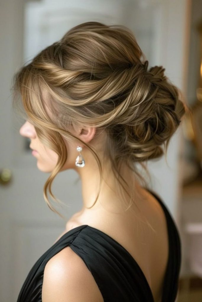 Twisted updo with volume