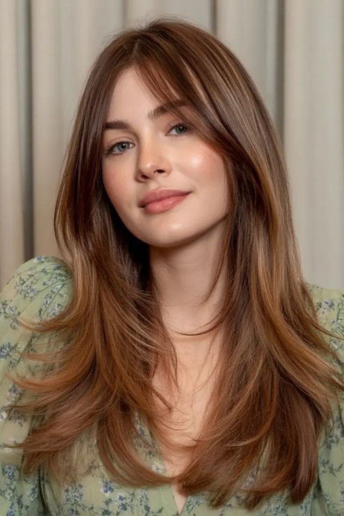 Soft long waterfall layered haircut