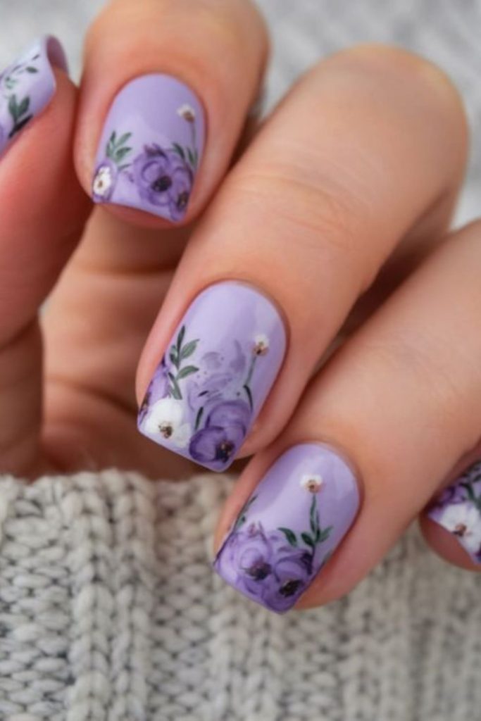 Soft violet wisteria nails.