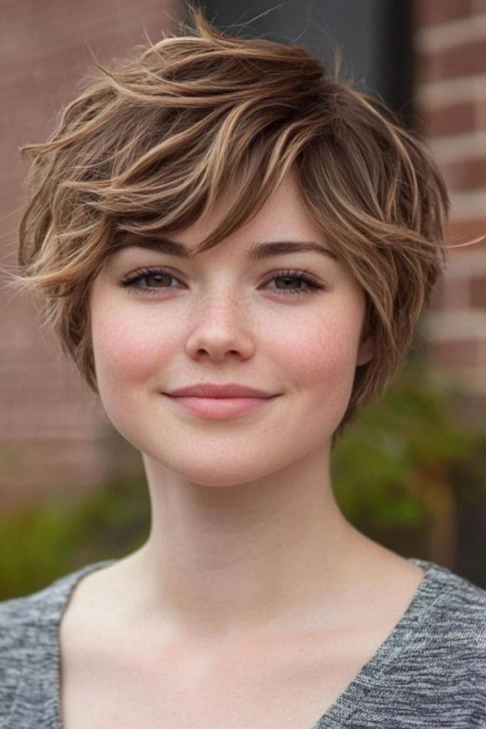 Short angled pixie with flicked layers
